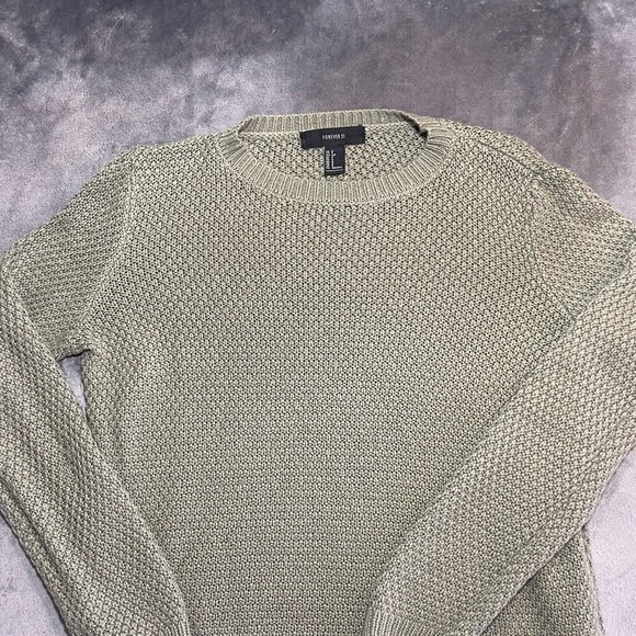 Forever 21 Green Sage Crewneck Sweater with Ribbed Cuffs - Picture 2 of 5